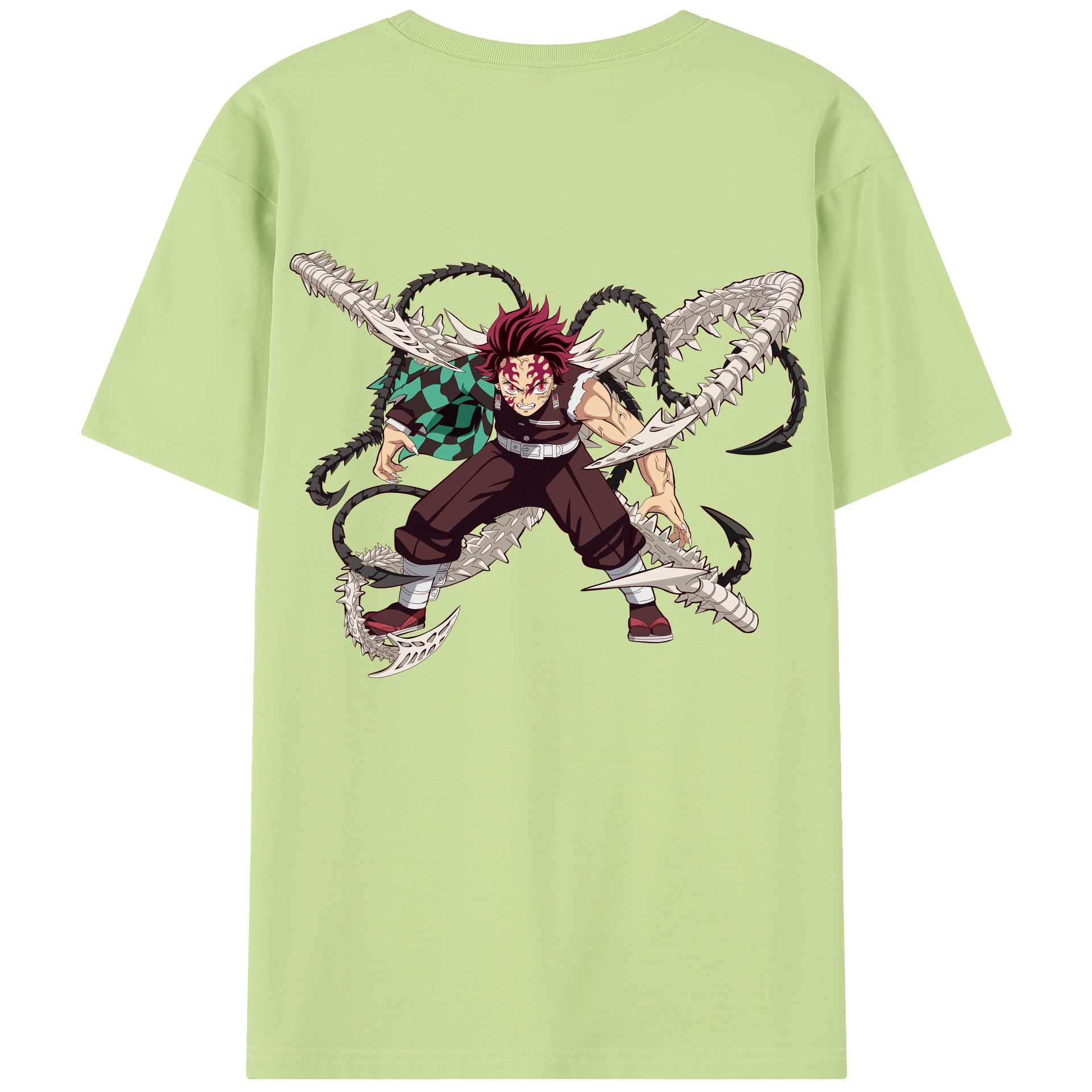 （画像用） 鬼滅の刃 竈門 炭治郎／かまど たんじろう Kamado Tanjirou 綿100％半袖Tシャツ（背面プリント）